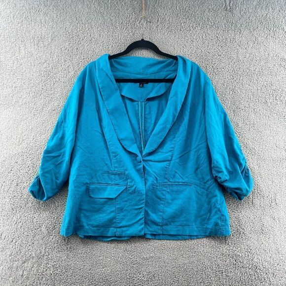 torrid Jackets & Blazers - Torrid Linen Blend Ruched Blazer Size 2X